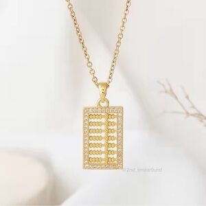 GOLD PLATED Square Abacus Chinese Calculator Bling Necklace